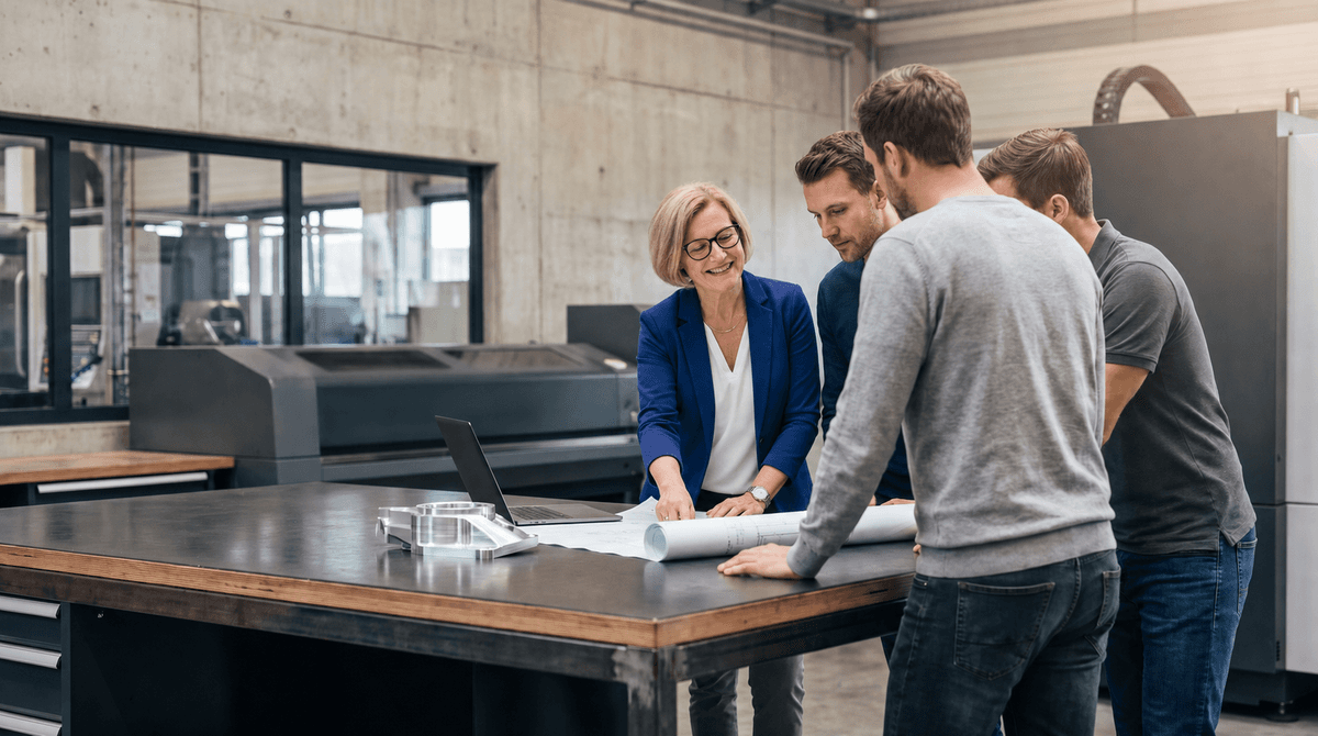 Mobility in Change homepage film featuring Christine Caillaud in a cross-border industrial setting.